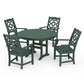 POLYWOOD Chinoiserie 5-Piece Round Farmhouse Dining Set — Green