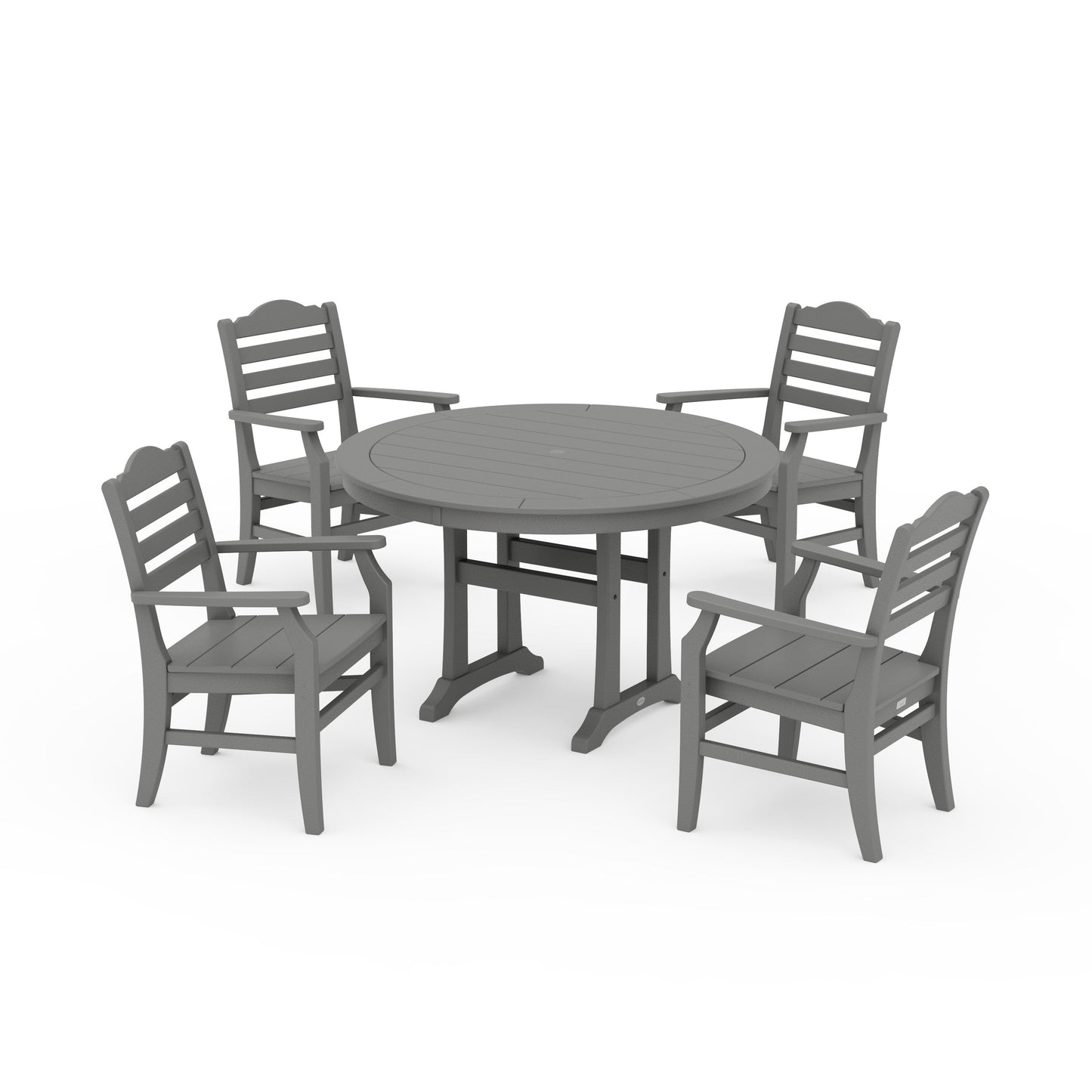 POLYWOOD Savannah 5-Piece Round Dining Set with Trestle Legs — Slate Grey