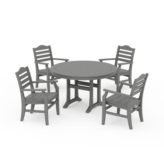 POLYWOOD Savannah 5-Piece Round Dining Set with Trestle Legs — Slate Grey