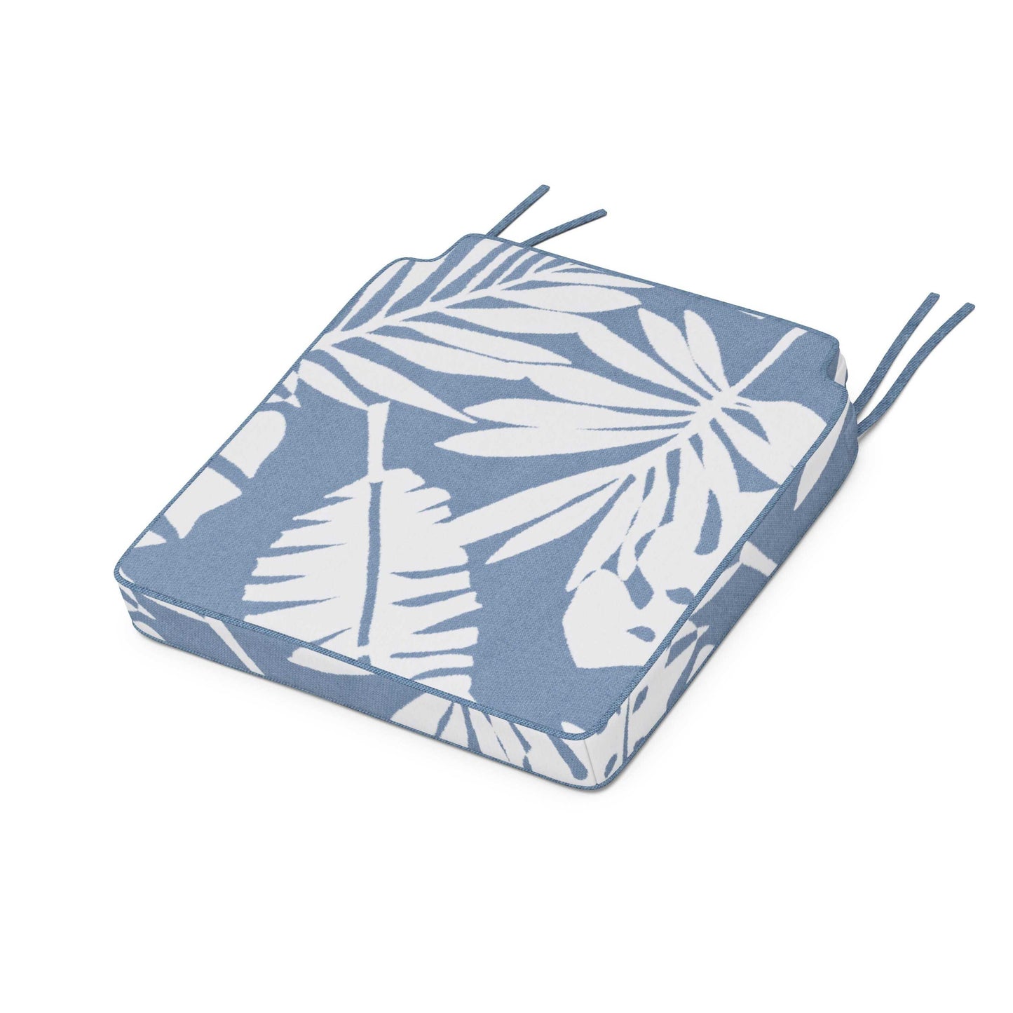 POLYWOOD Acadia Dining Side Seat Cushion — Leaf Sky Blue