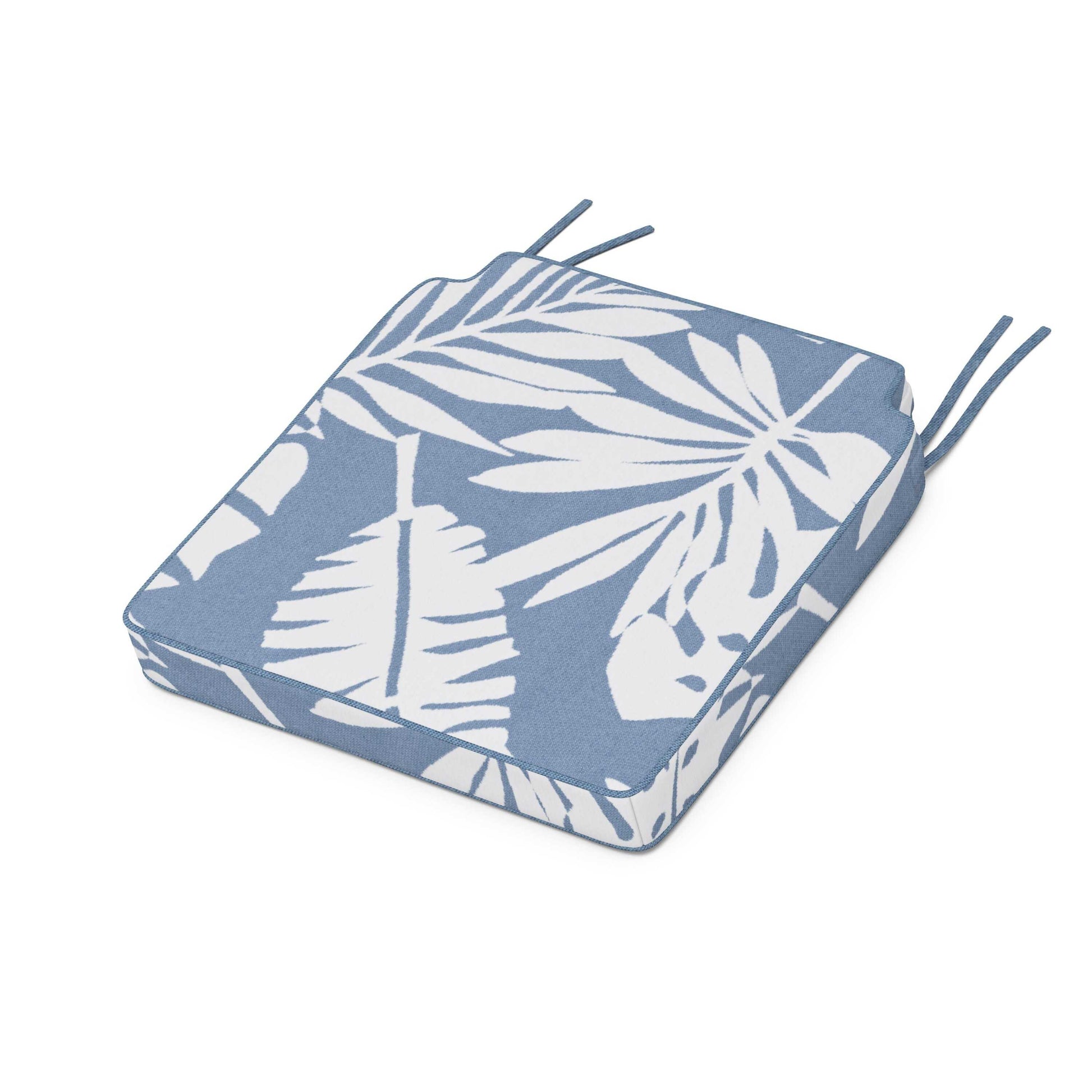 POLYWOOD Acadia Dining Side Seat Cushion — Leaf Sky Blue