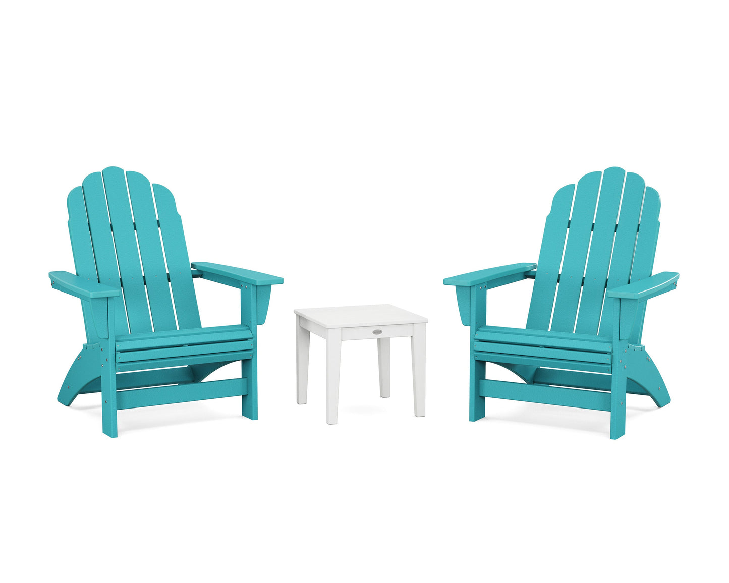 POLYWOOD 3-Piece Vineyard Grand Adirondack Set — Aruba / White