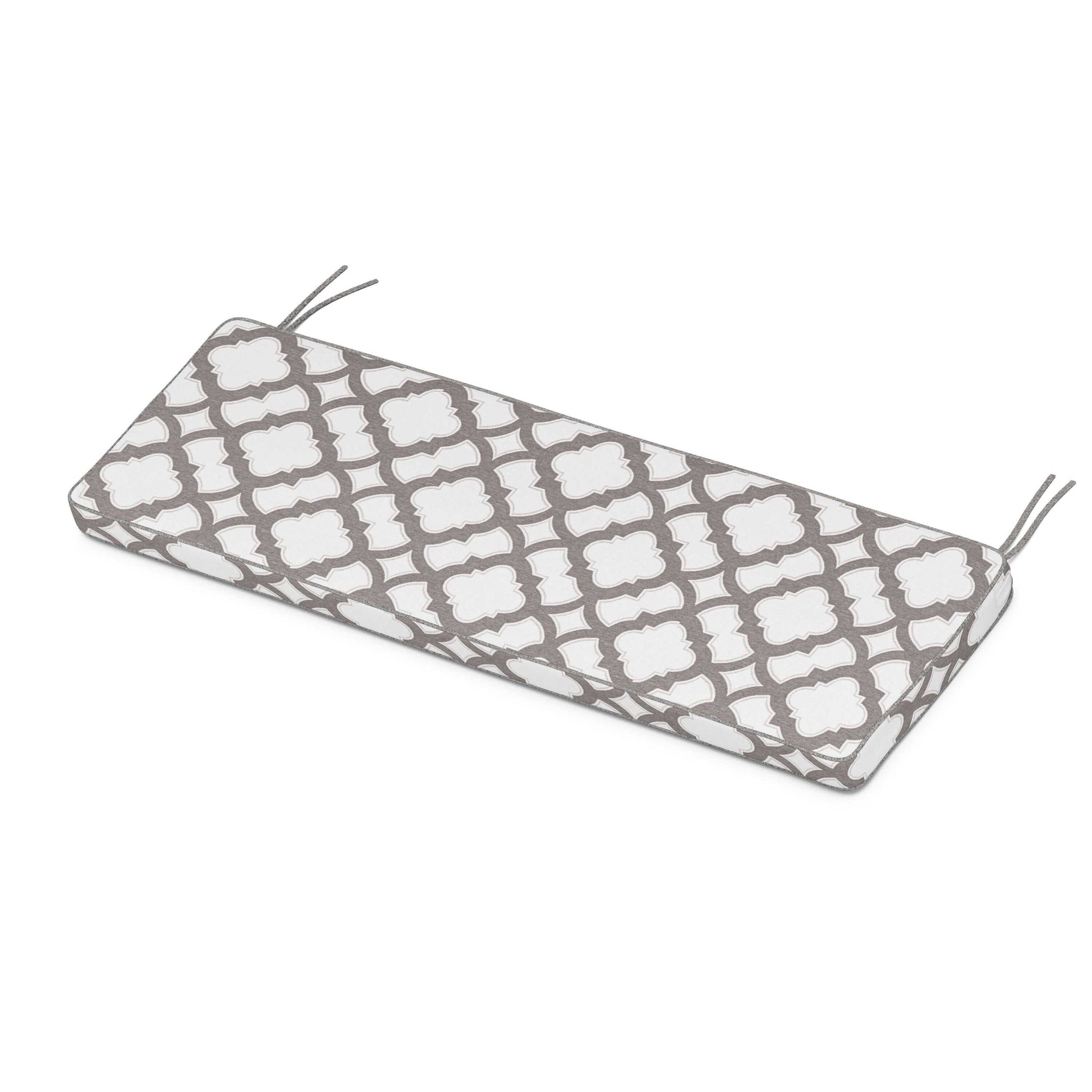 POLYWOOD Chinoiserie Bench Seat Cushion — Trellis Grey Mist