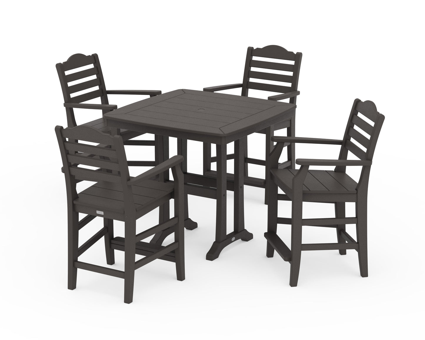 POLYWOOD Savannah 5-Piece Counter Set with Trestle Legs — Vintage Coffee