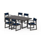 POLYWOOD EDGE Sling 7-Piece Dining Set — Vintage Coffee / Navy Blue Sling