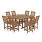 POLYWOOD Chinoiserie 9-Piece Square Counter Set with Trestle Legs — Teak
