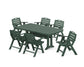 POLYWOOD Nautical Lowback 7-Piece Dining Set with Trestle Legs — Green