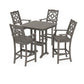 POLYWOOD Chinoiserie 5-Piece Bar Set with Trestle Legs — Driftwood