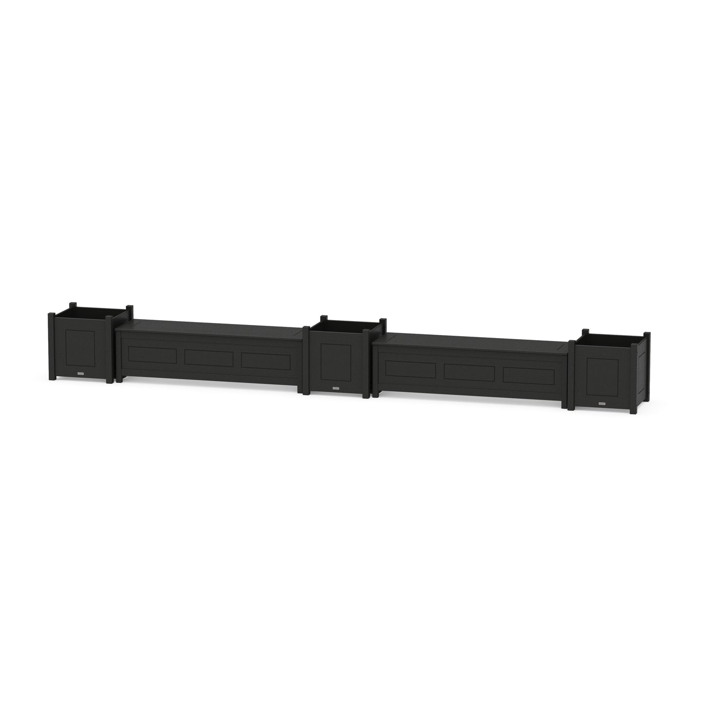 POLYWOOD 60" Country Living Straight Double Planter Storage Bench Set- Large — Black