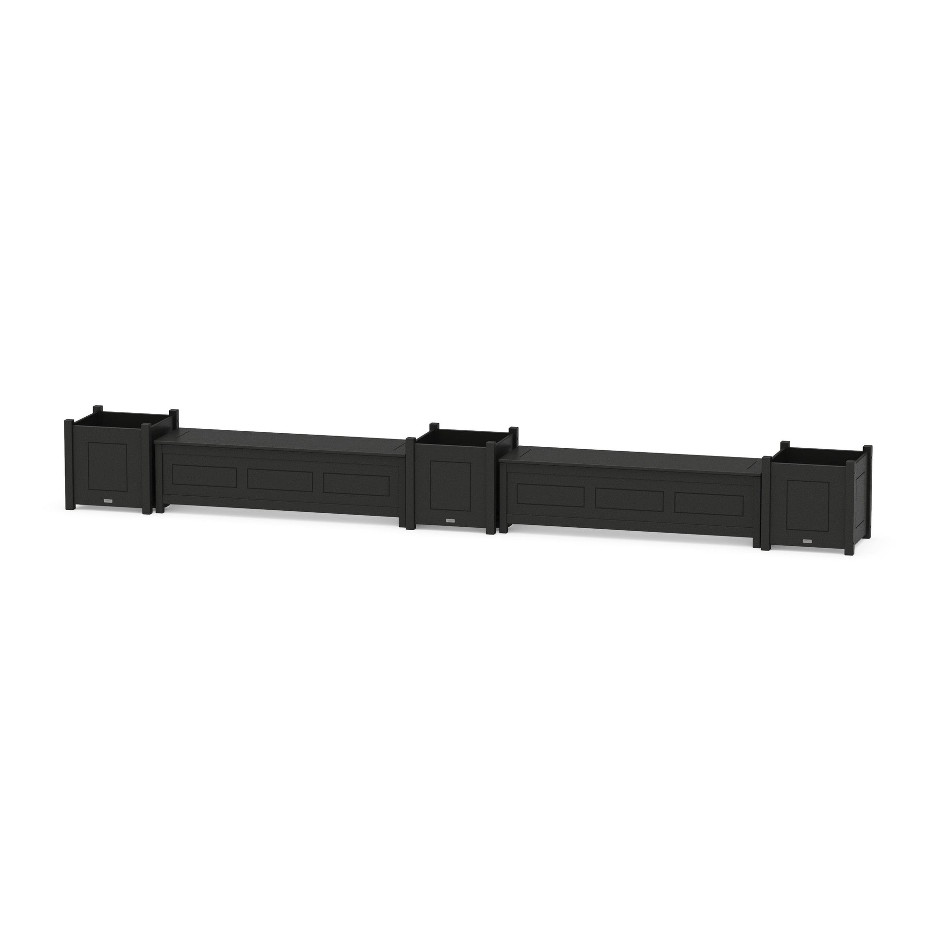 POLYWOOD 60" Country Living Straight Double Planter Storage Bench Set- Large — Black