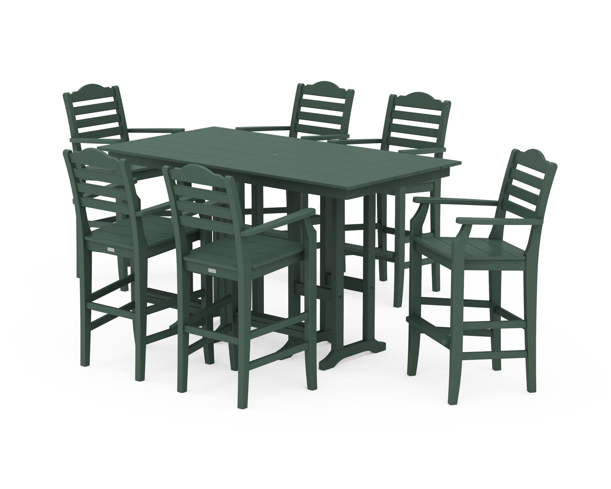 POLYWOOD Savannah Arm Chair 7-Piece Farmhouse Bar Set — Green