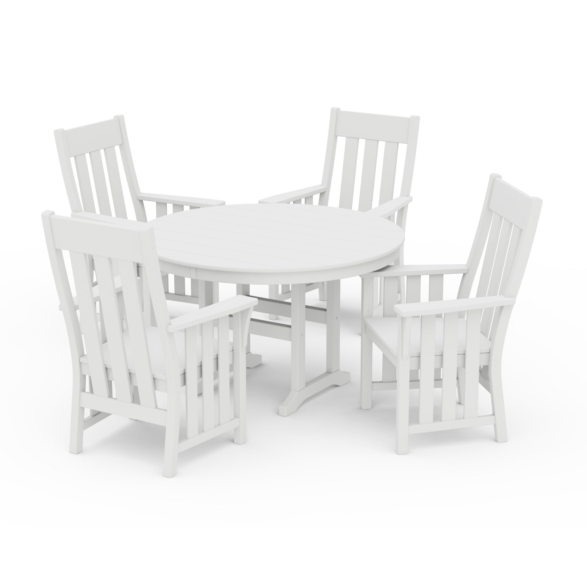 POLYWOOD Acadia 5-Piece Round Farmhouse Dining Set — White
