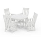 POLYWOOD Acadia 5-Piece Round Farmhouse Dining Set — White