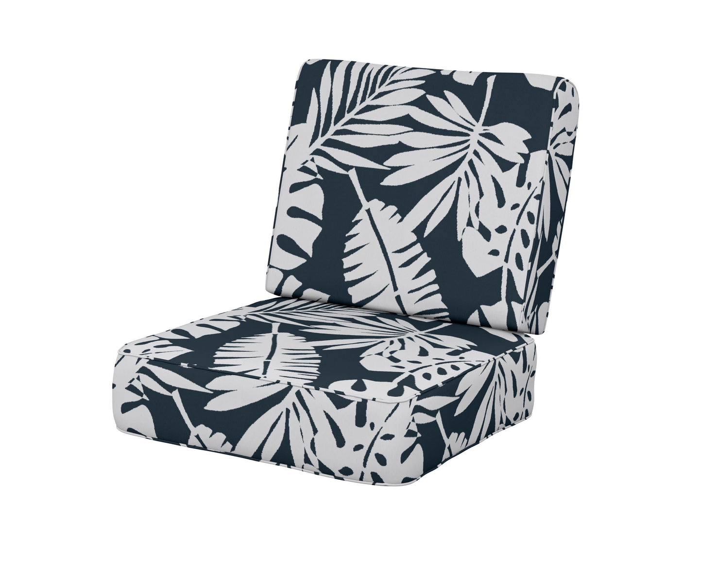 POLYWOOD Ateeva Harbour Seat and Back Cushion — Leaf Marine Indigo