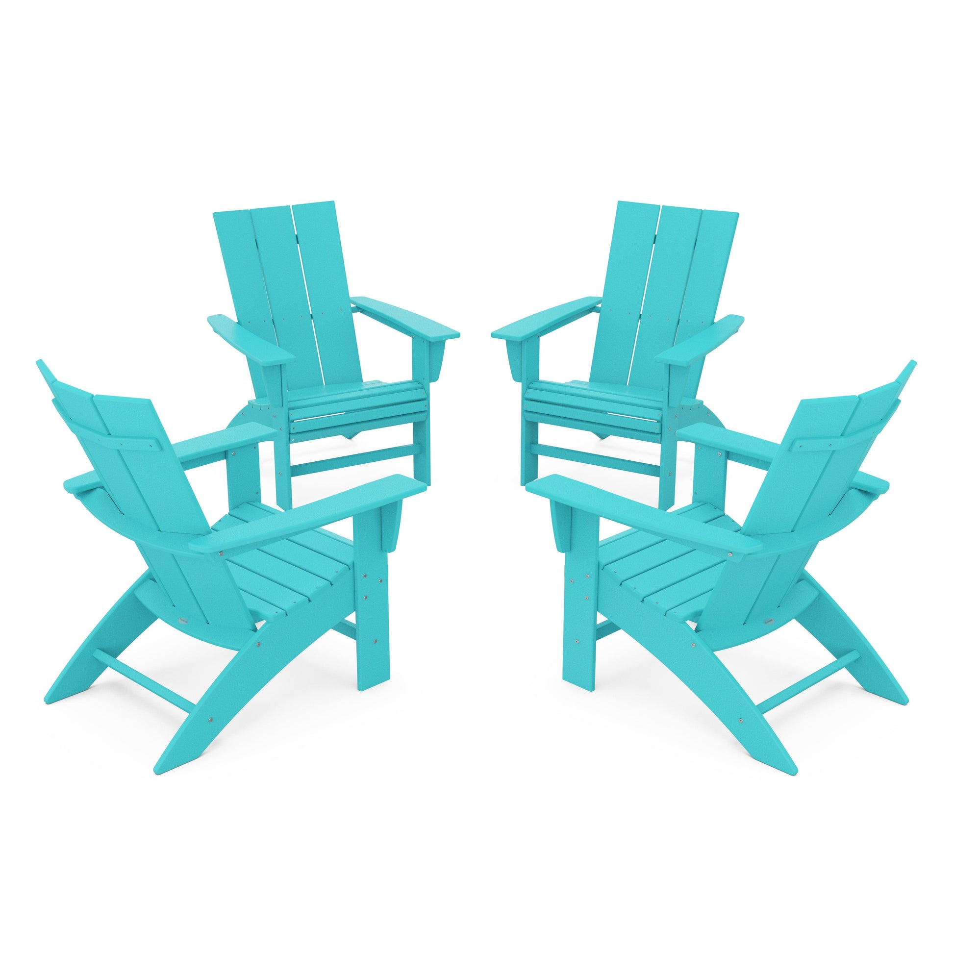 POLYWOOD 4-Piece Modern Curveback Adirondack Conversation Set — Aruba