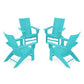 POLYWOOD 4-Piece Modern Curveback Adirondack Conversation Set — Aruba