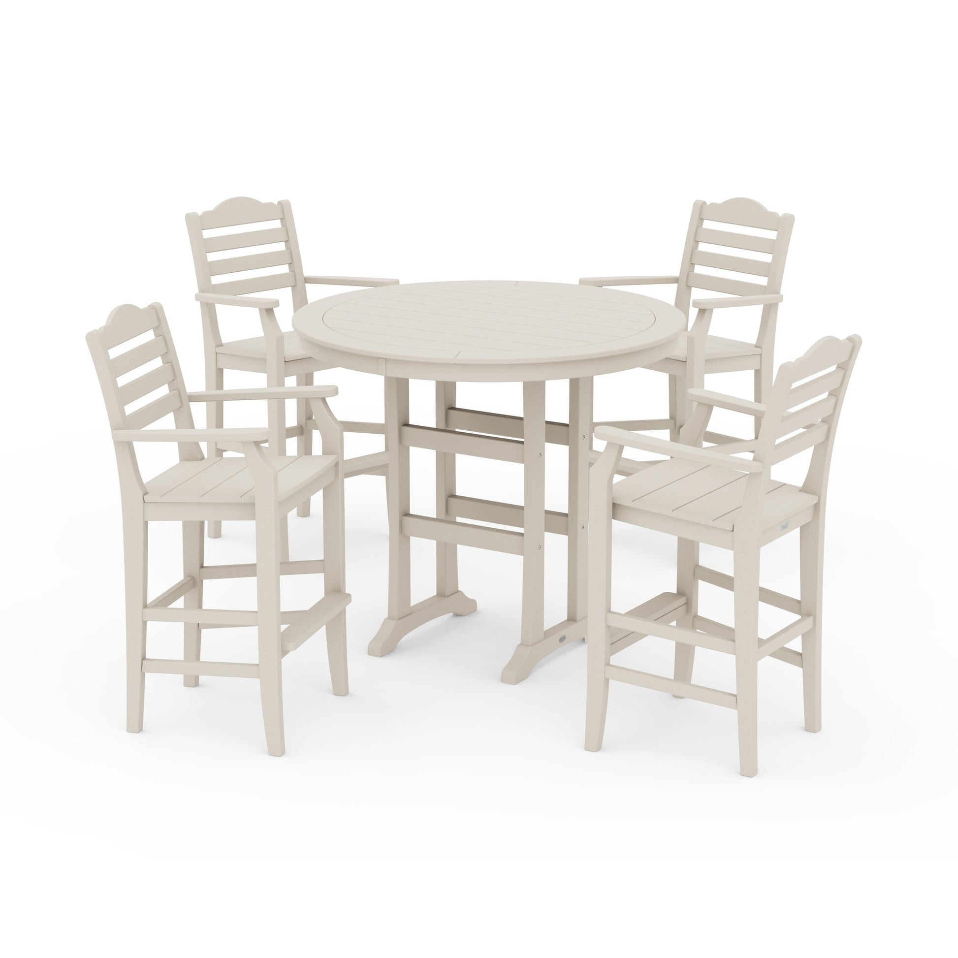 POLYWOOD Savannah 5-Piece Round Bar Set — Vintage Sahara