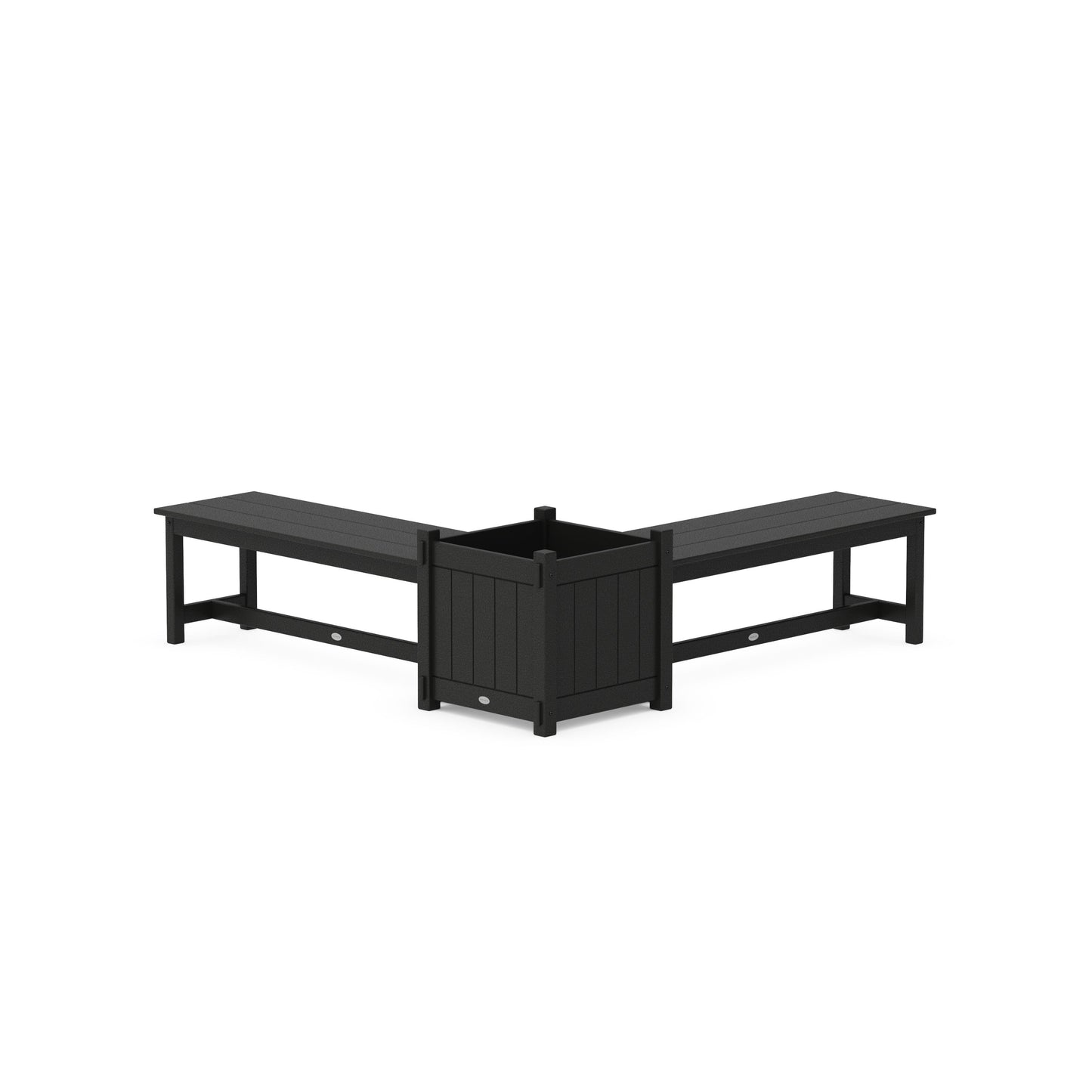 POLYWOOD 48" Vineyard L- Shaped Planter Bench Set- Large — Black