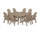 POLYWOOD Vineyard Curveback Adirondack 9-Piece Square Farmhouse Dining Set with Trestle Legs — Vintage Sahara