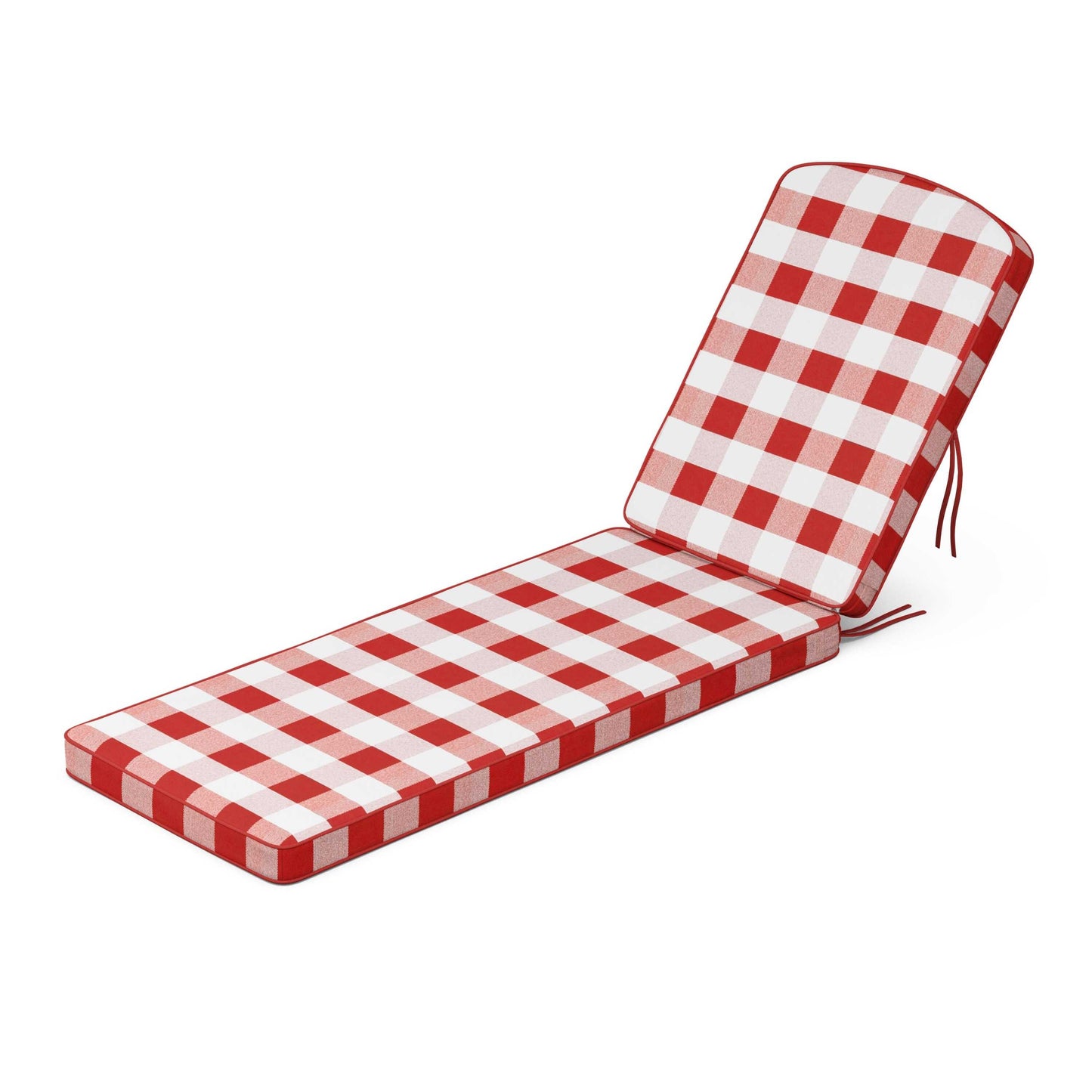 POLYWOOD Chinoiserie Chaise Cushion — Buffalo Plaid Crimson