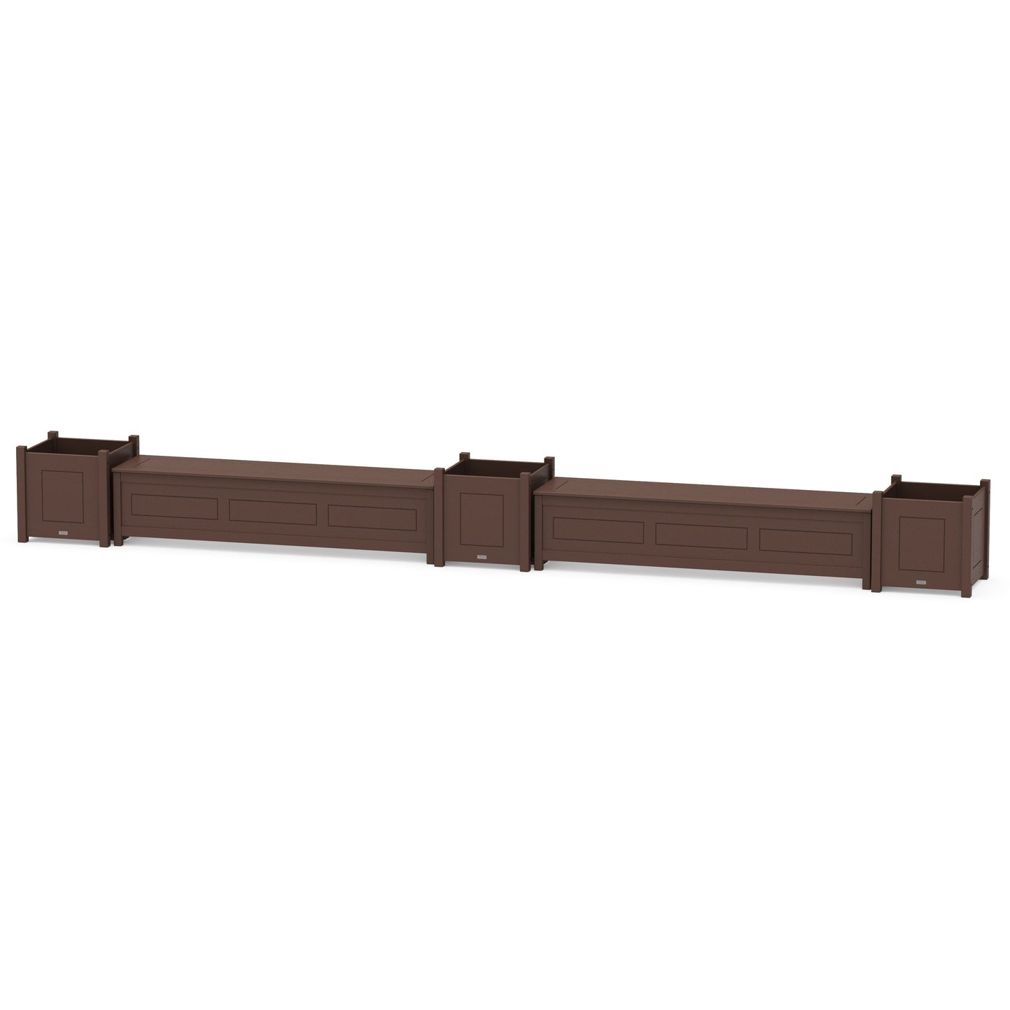 POLYWOOD 72" Country Living Straight Double Planter Storage Bench Set- Large — Mahogany