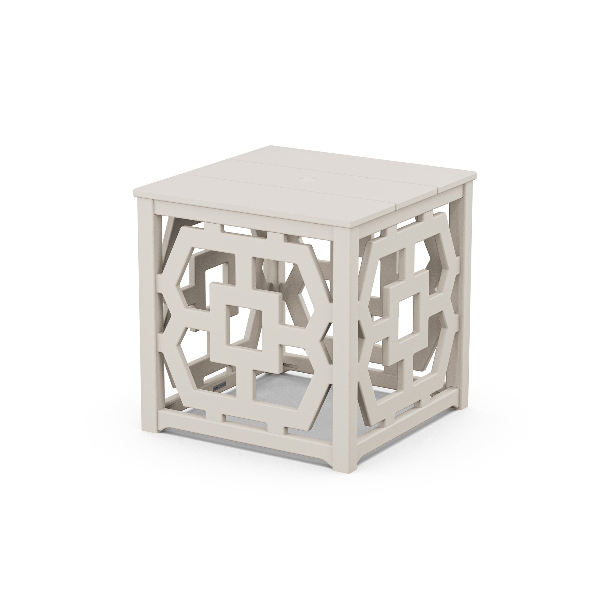 POLYWOOD Chinoiserie Umbrella Stand Accent Table — Sand