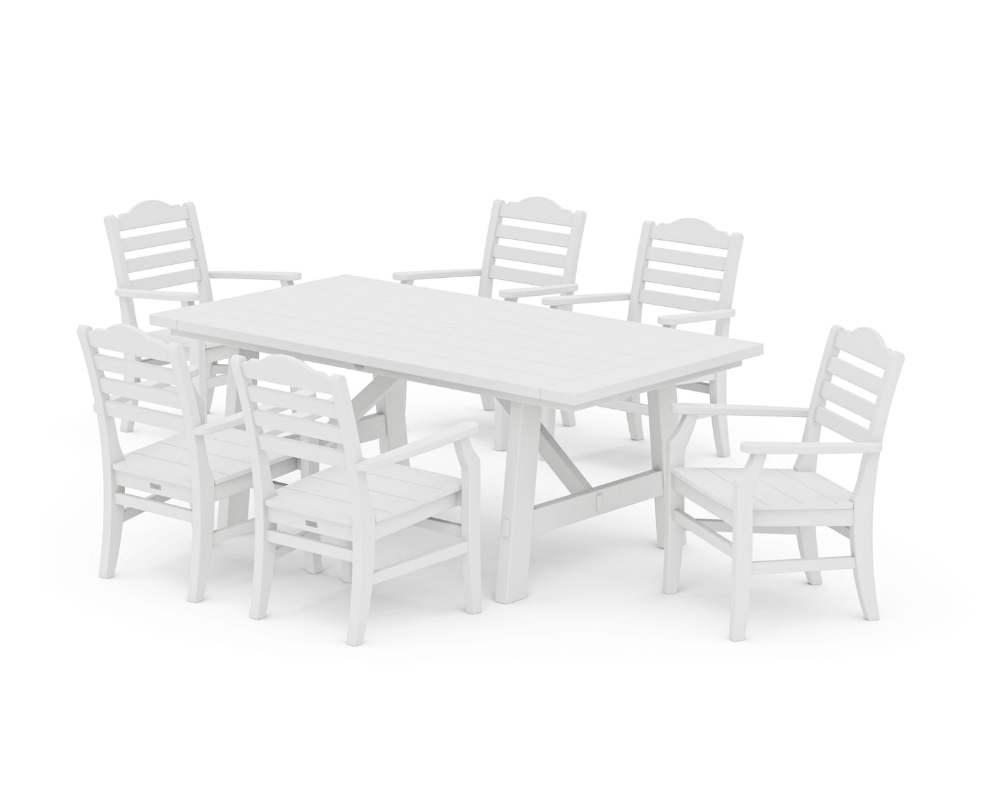 POLYWOOD Savannah Arm Chair 7-Piece Rustic Farmhouse Dining Set — White