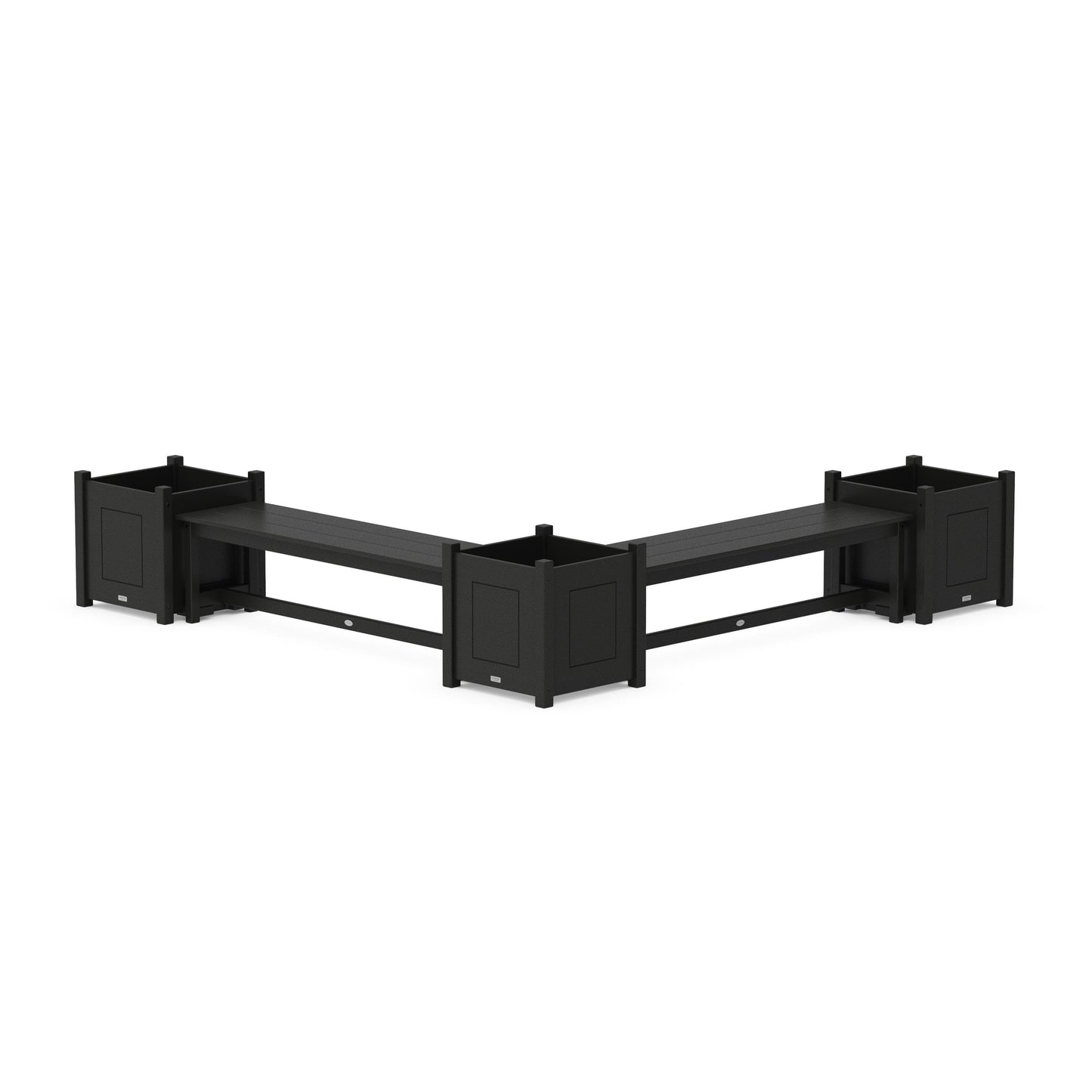POLYWOOD 60" Country Living L- Shaped Planter Bench Corner Set - Large — Black