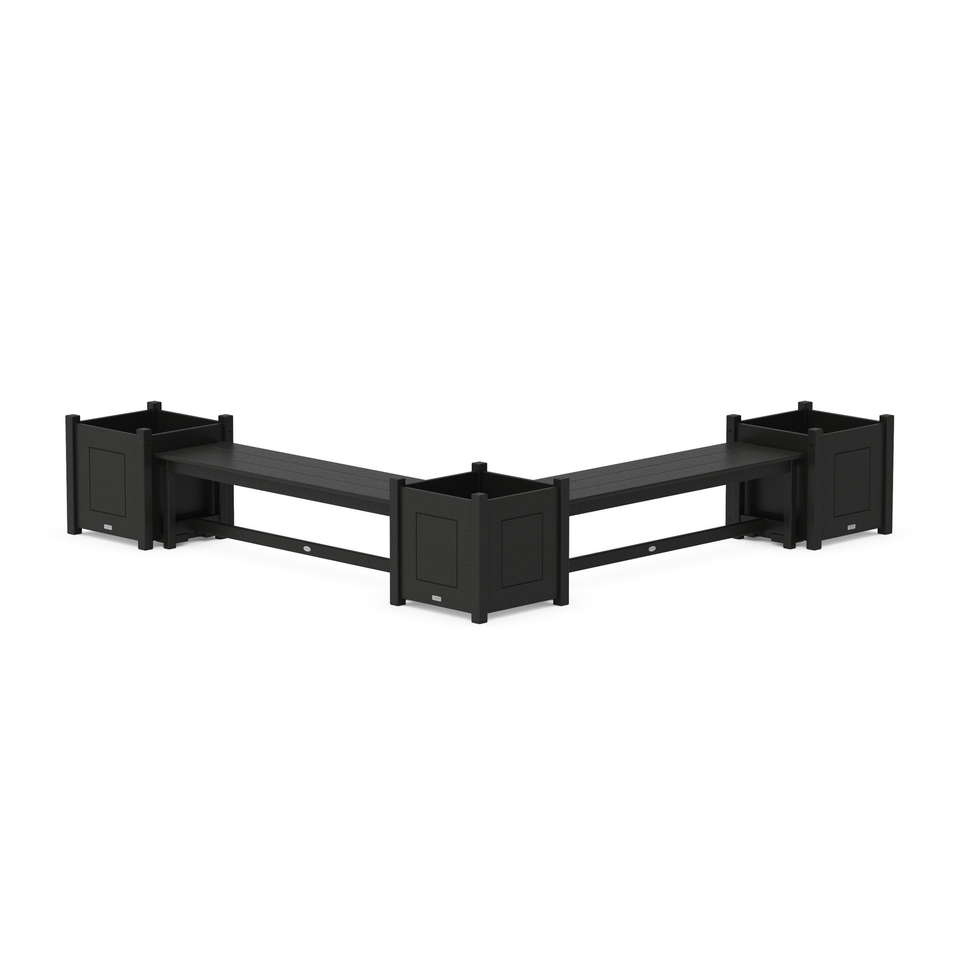 POLYWOOD 60" Country Living L- Shaped Planter Bench Corner Set - Large — Black