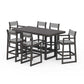POLYWOOD EDGE Sling 7-Piece Bar Table Set — Vintage Coffee / Metallic Sling