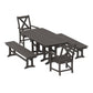 POLYWOOD Braxton 5-Piece Dining Set with Benches — Vintage Coffee