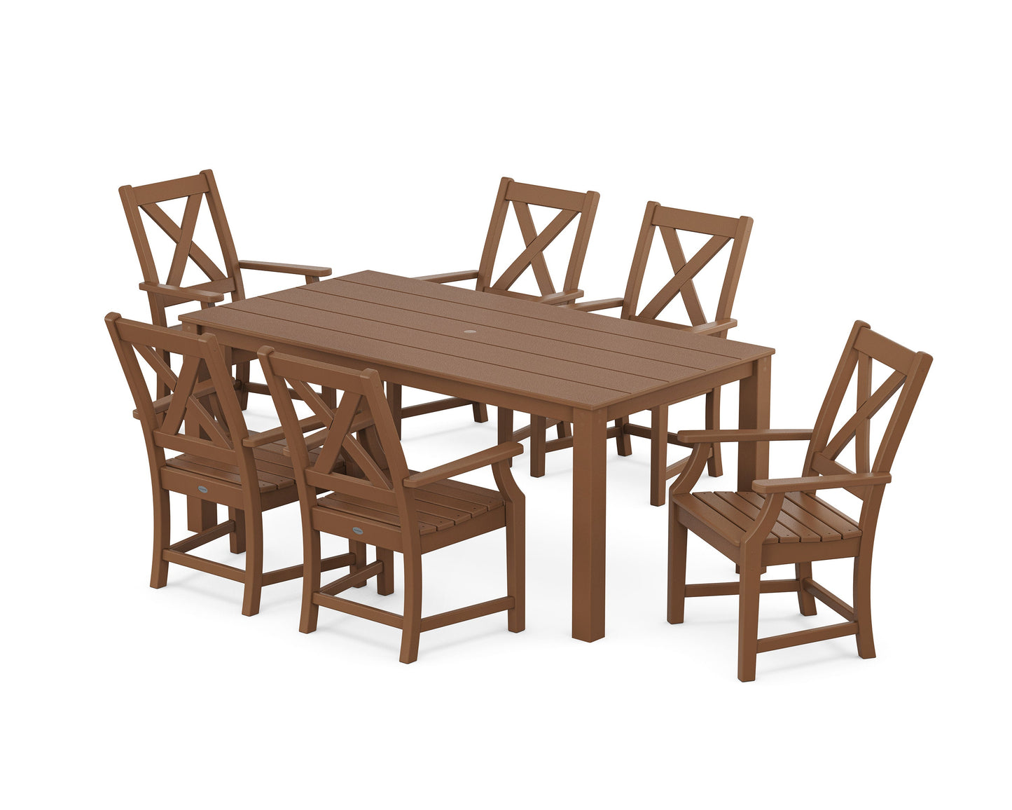 POLYWOOD Braxton Arm Chair 7-Piece Parsons Dining Set — Teak