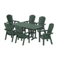 POLYWOOD Nautical Curveback Adirondack 7-Piece Dining Set — Green