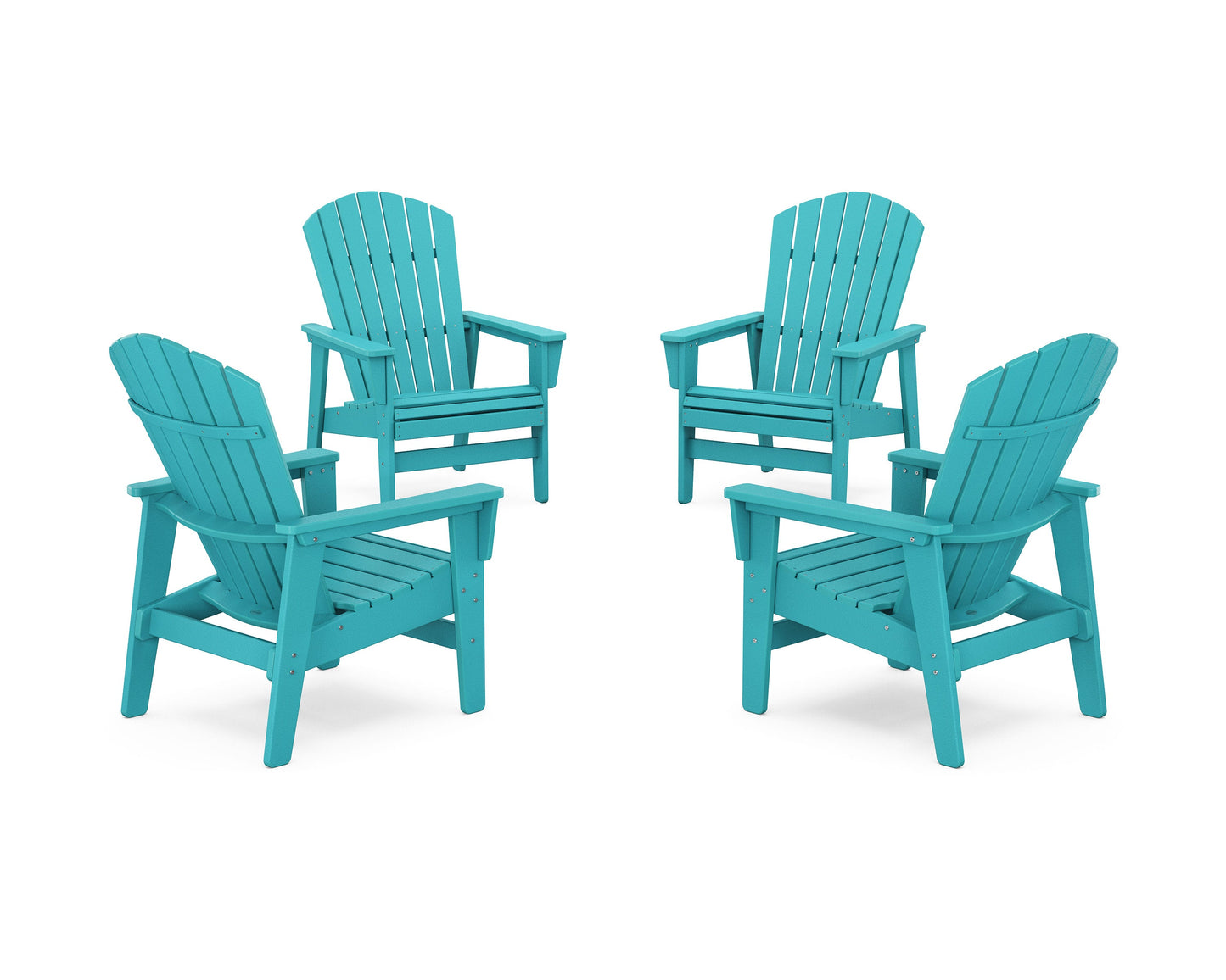 POLYWOOD 4-Piece Nautical Grand Upright Adirondack Chair Conversation Set — Aruba