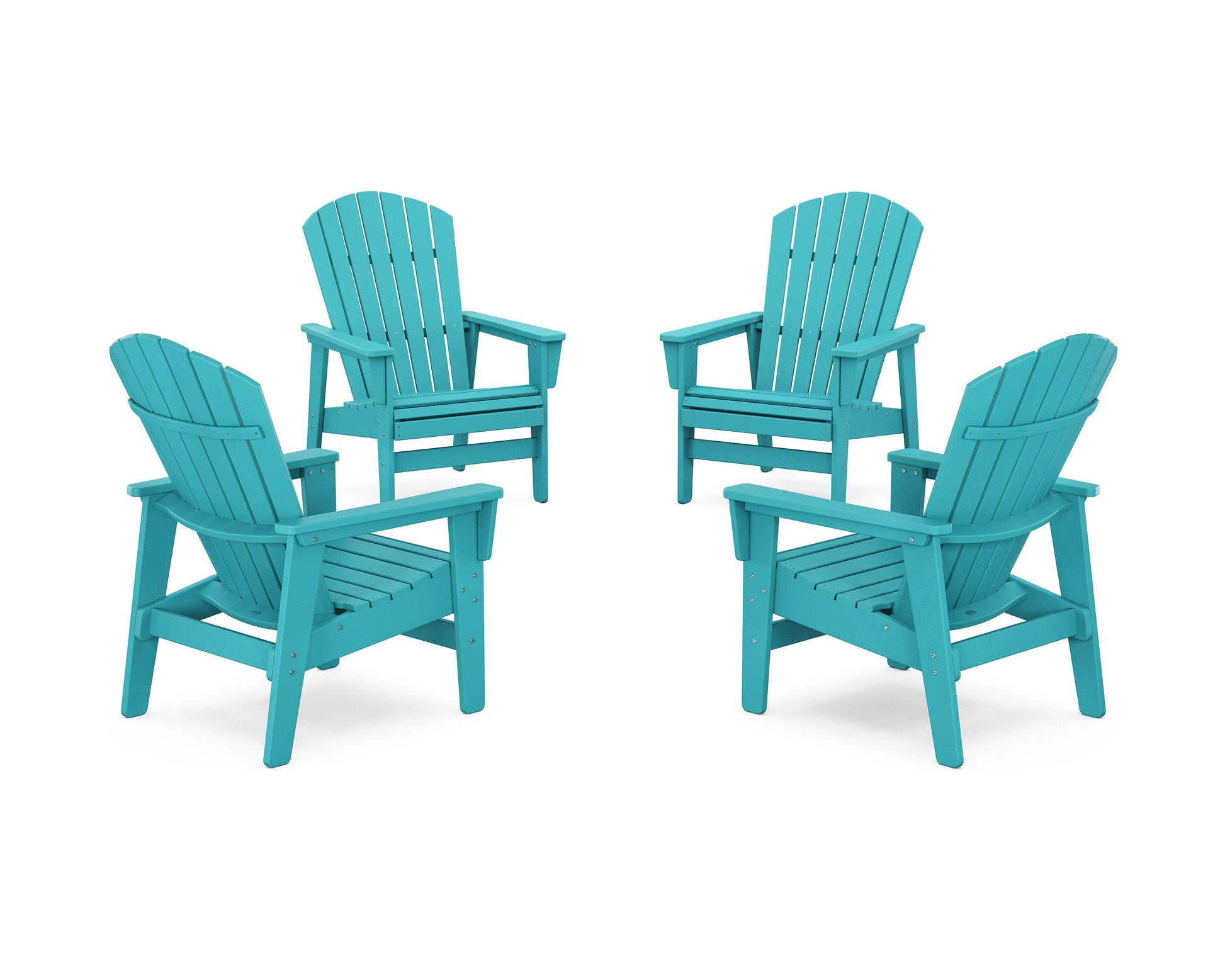 POLYWOOD 4-Piece Nautical Grand Upright Adirondack Chair Conversation Set — Aruba