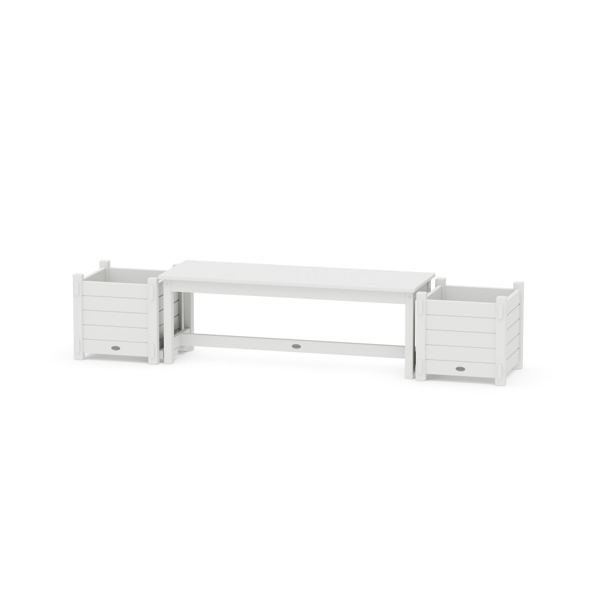 POLYWOOD 48" Nautical Straight Planter Bench Set — White