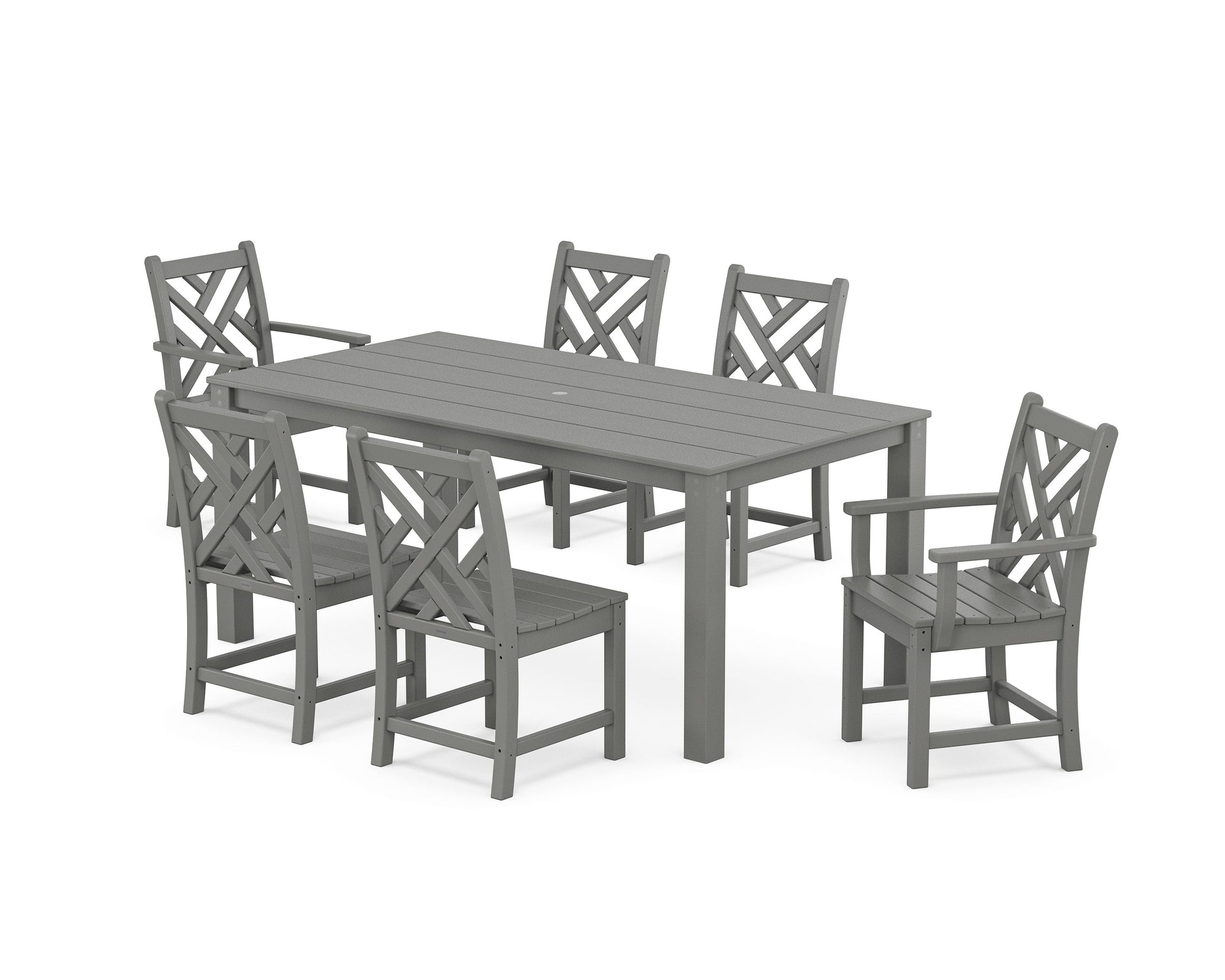 POLYWOOD Chippendale 7-Piece Parsons Dining Set — Slate Grey