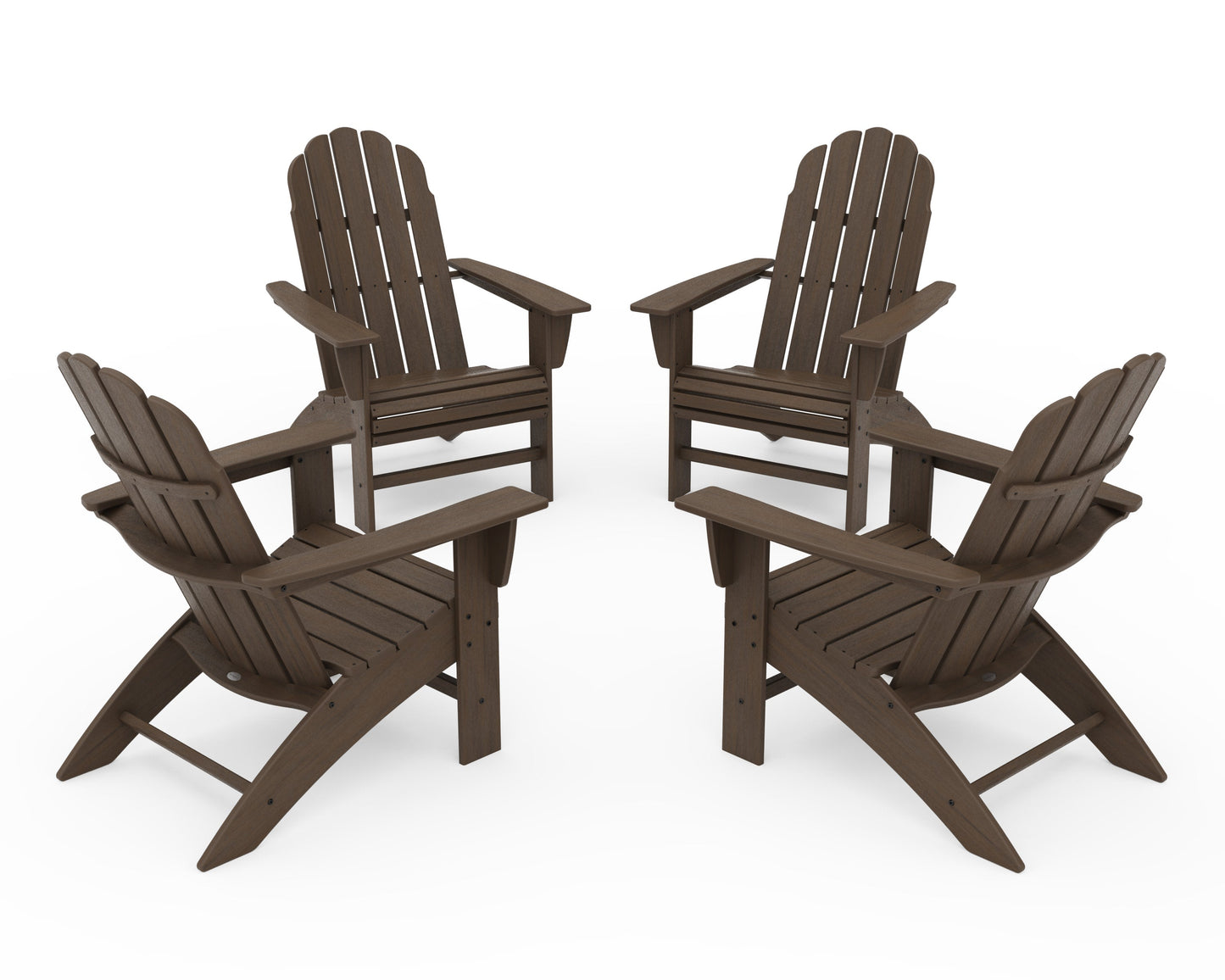 POLYWOOD 4-Piece Vineyard Curveback Adirondack Chair Conversation Set — Kona