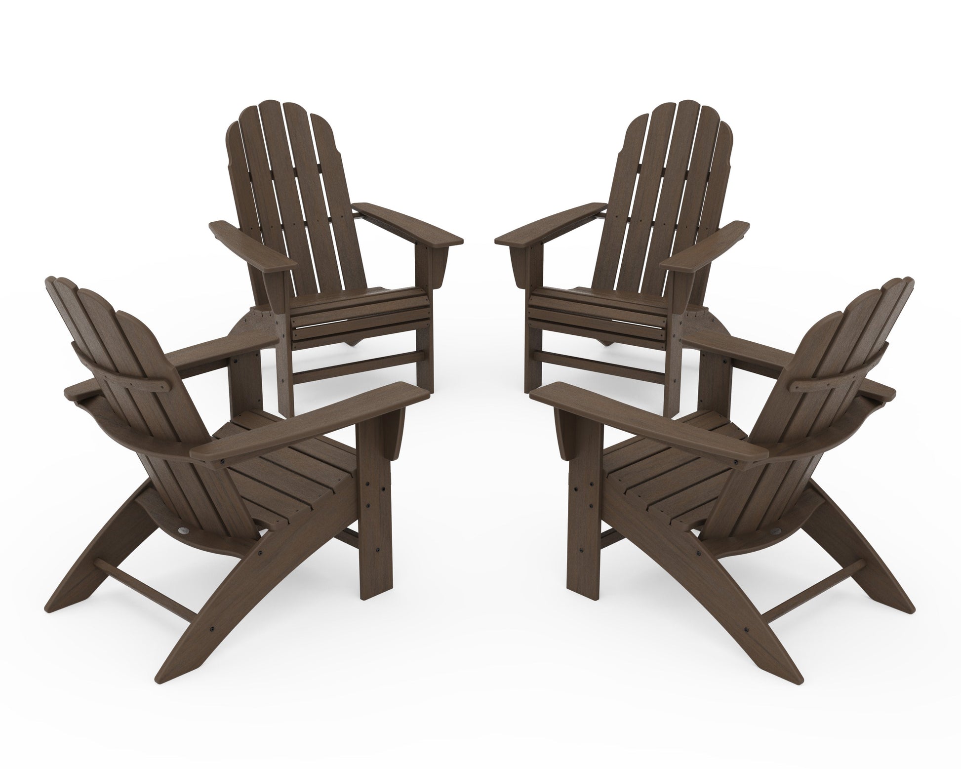 POLYWOOD 4-Piece Vineyard Curveback Adirondack Chair Conversation Set — Kona