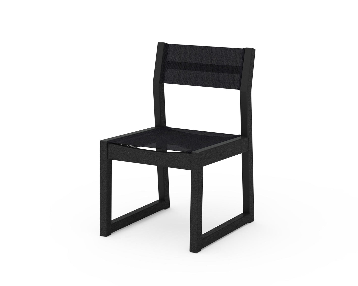 POLYWOOD EDGE Sling Dining Side Chair — Black / Black Sling