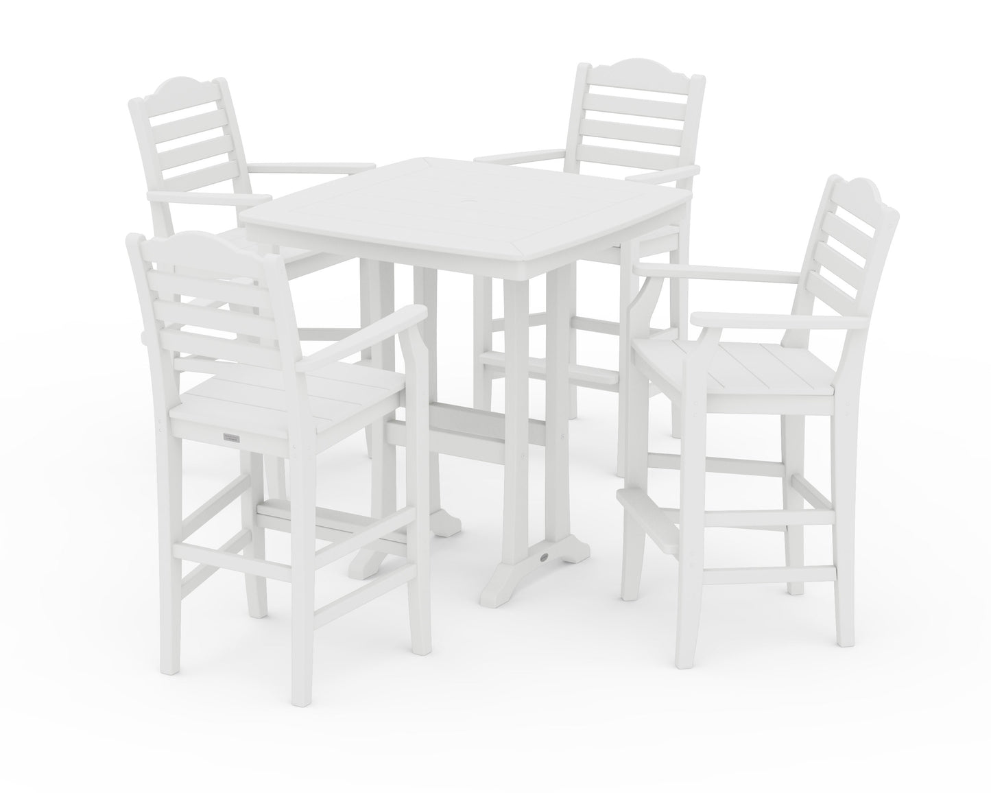 POLYWOOD Savannah 5-Piece Bar Set with Trestle Legs — White