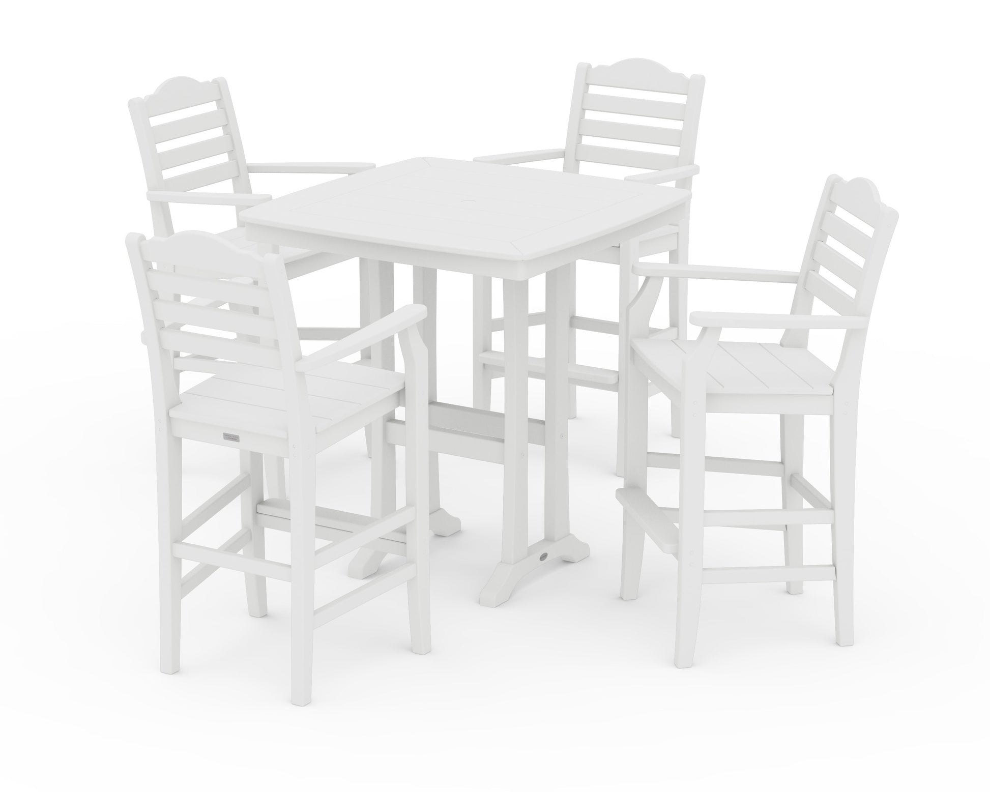POLYWOOD Savannah 5-Piece Bar Set with Trestle Legs — White