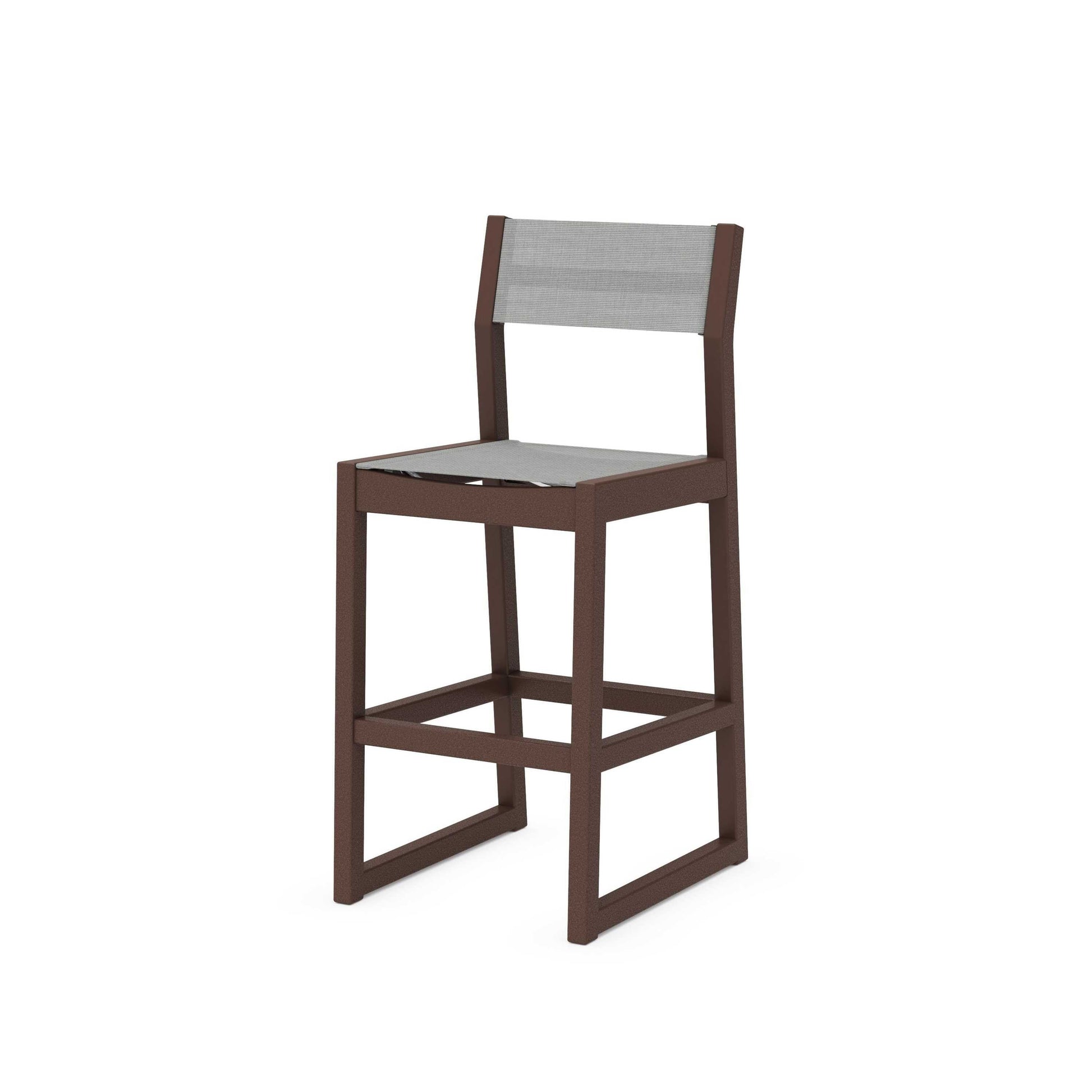 POLYWOOD EDGE Sling Bar Side Chair — Mahogany / Metallic Sling