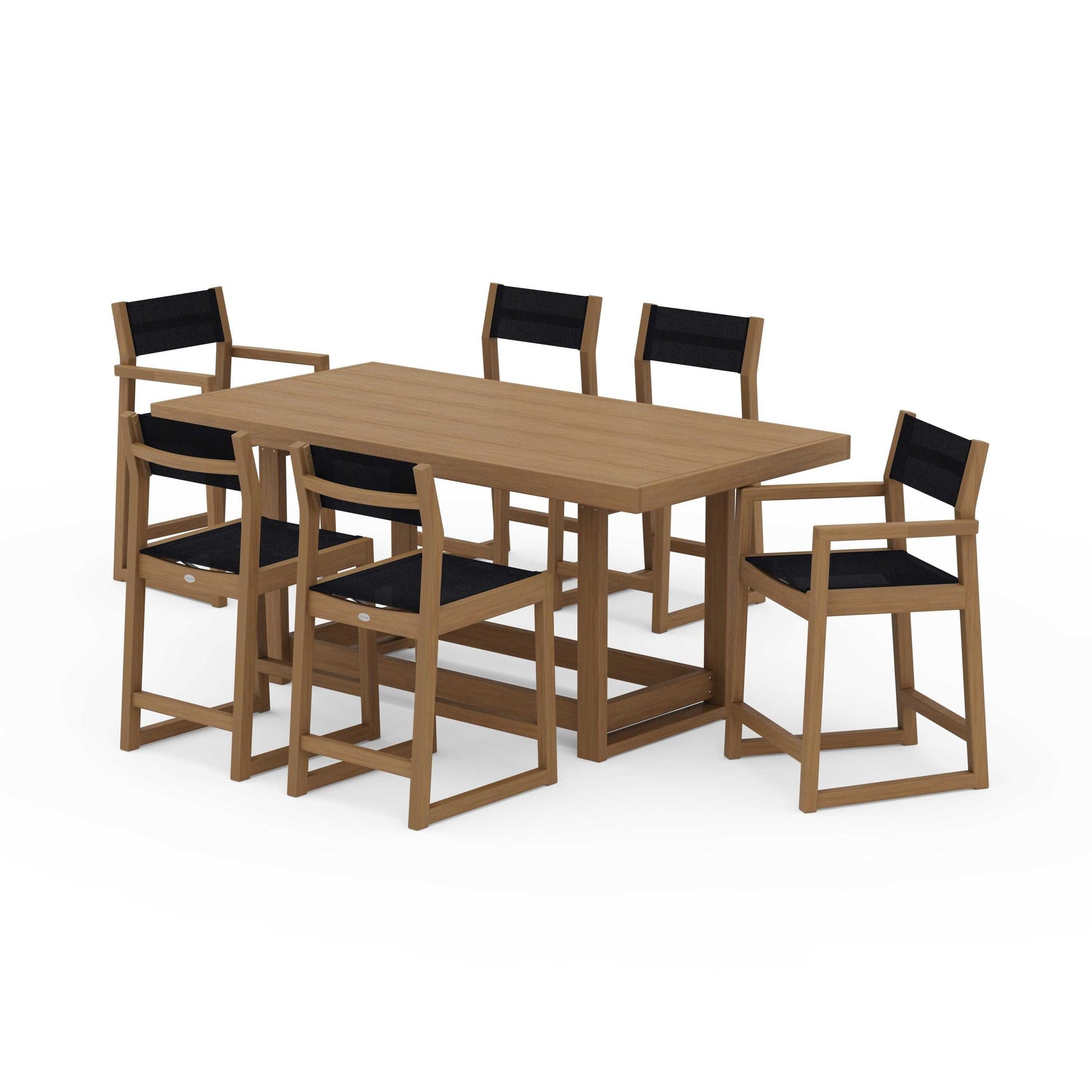 POLYWOOD EDGE Sling 7-Piece Counter Table Set — Natural / Black Sling