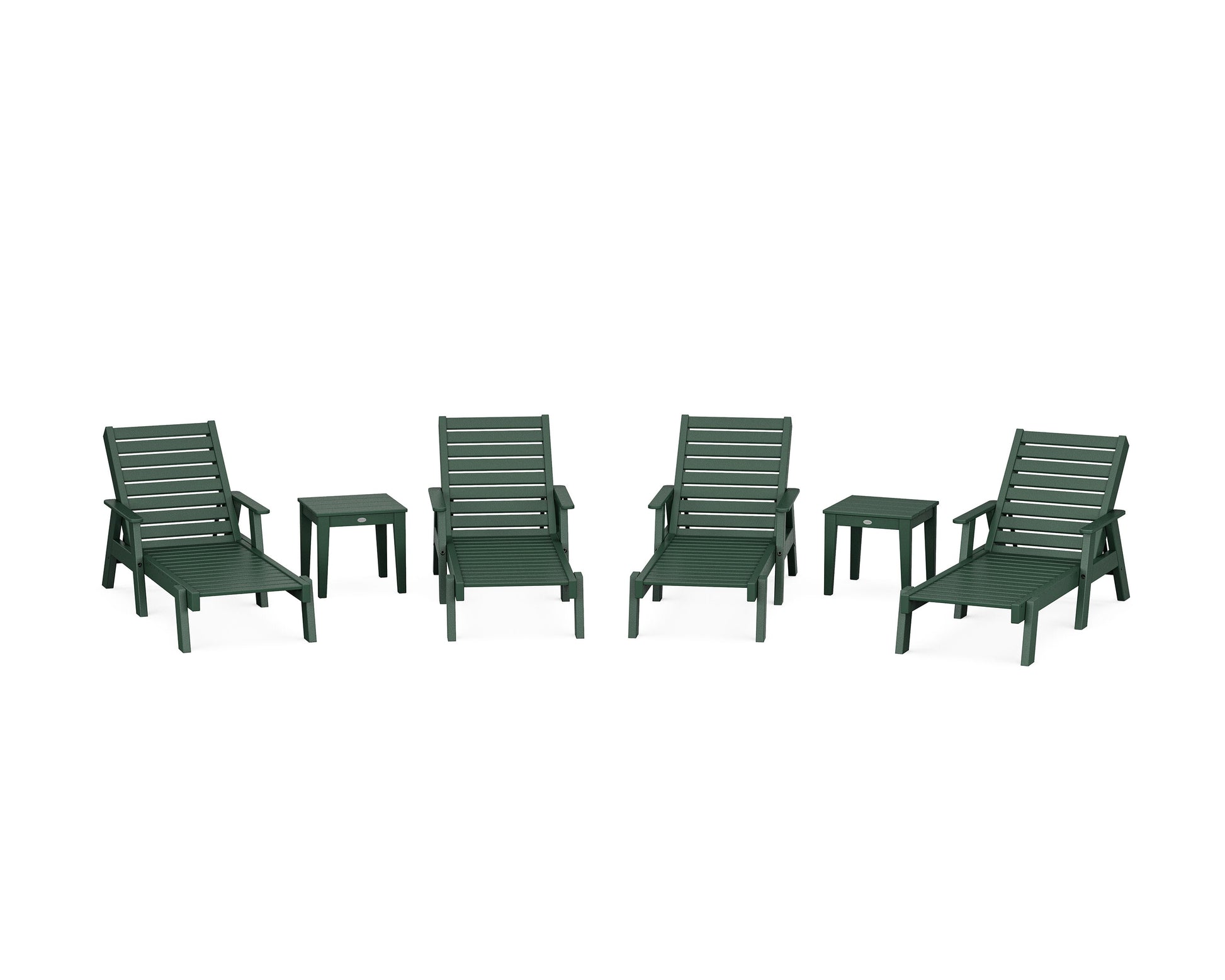 POLYWOOD Captain Chaise 6-Piece Set with Arms — Green