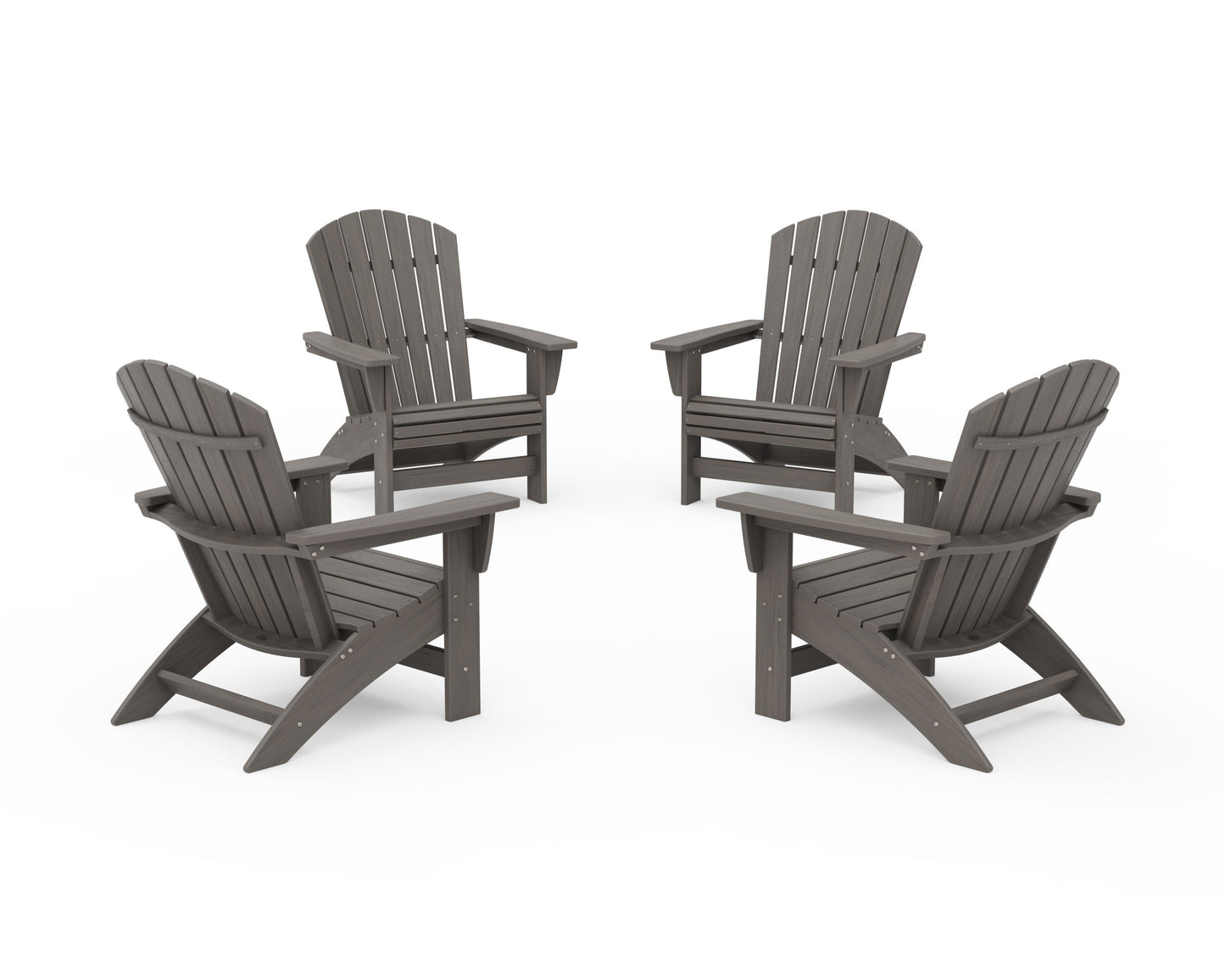 POLYWOOD 4-Piece Nautical Grand Adirondack Chair Conversation Set — Driftwood