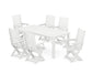POLYWOOD Captain Folding Chair 7-Piece Parsons Dining Set — White