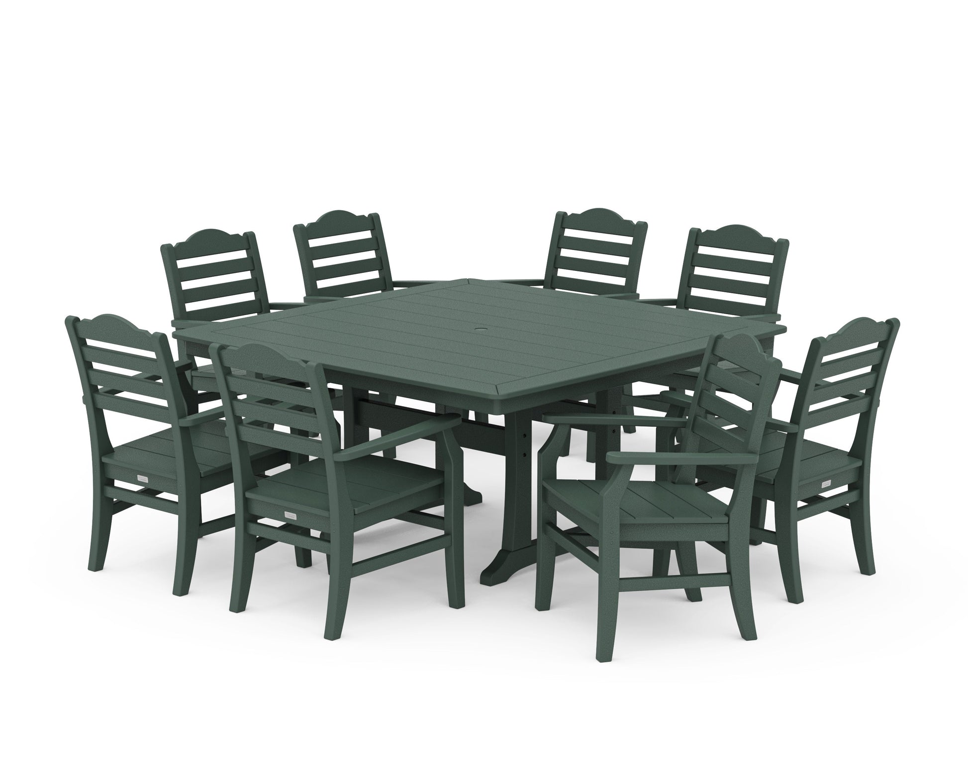 POLYWOOD Savannah 9-Piece Square Dining Set with Trestle Legs — Green