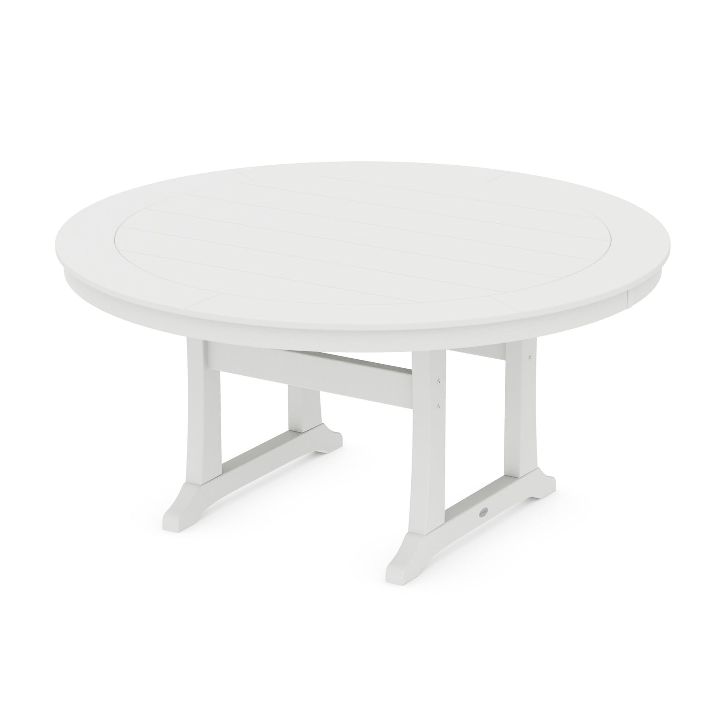 POLYWOOD Nautical Trestle 60" Round Dining Table — Vintage White