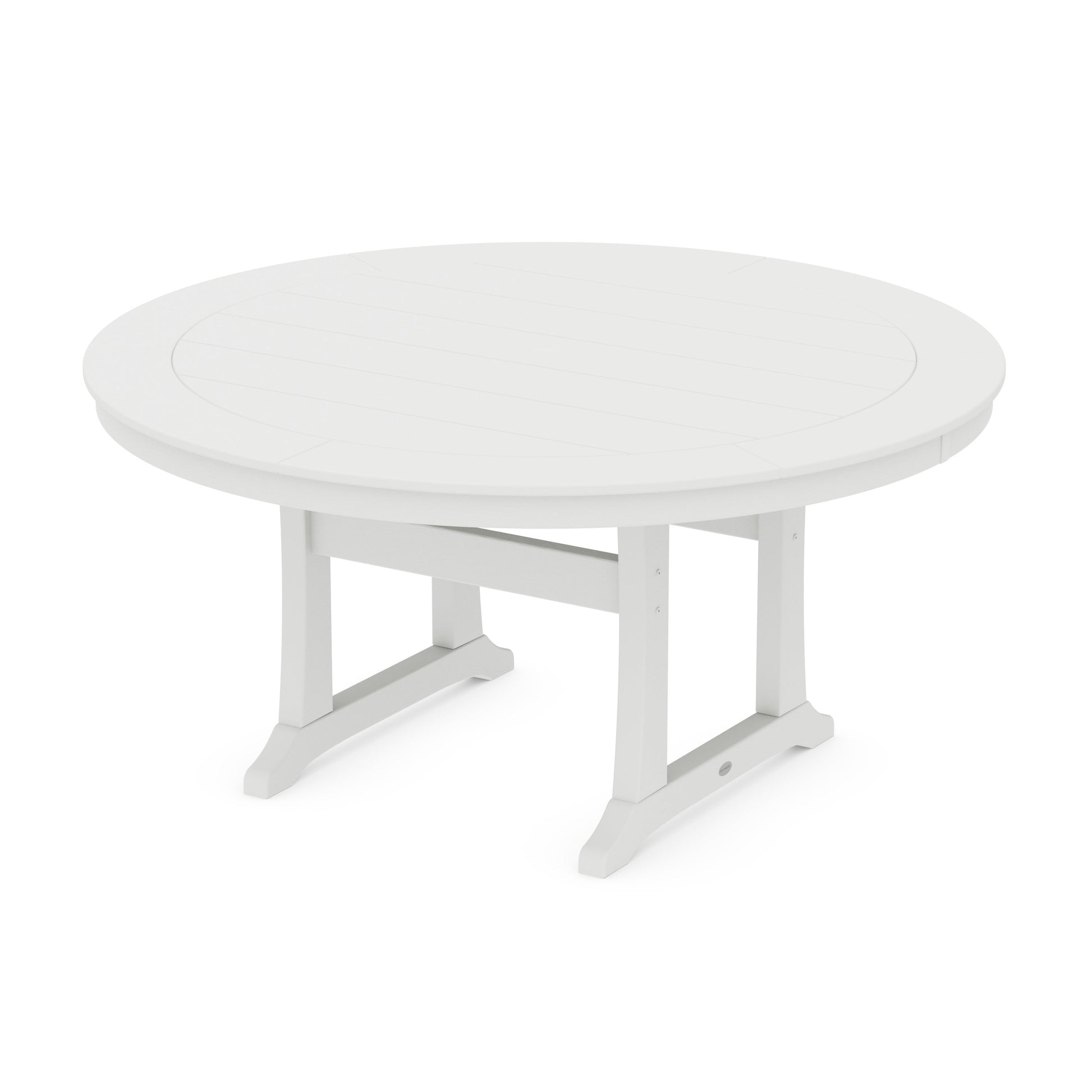 POLYWOOD Nautical Trestle 60" Round Dining Table — Vintage White